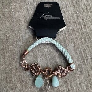 Tanya Creations Fish Charm Braided Bracelet Womens OS Mint Green Copper Beachy